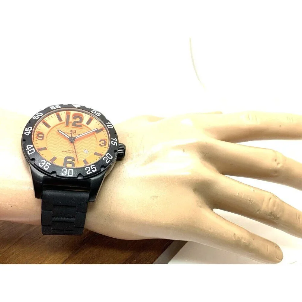Oceanaut Men's Watch OC2712 Quartz Aqua One Orange Dial Black Rubber Ban…